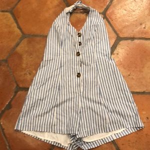 Urban Outfitters light blue/white stripe romper
